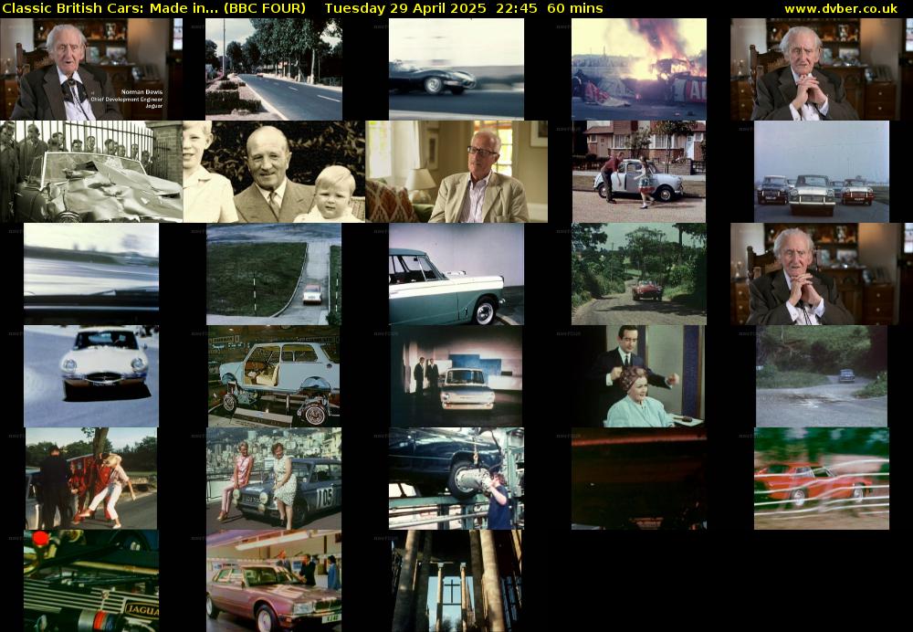 Classic British Cars: Made in... (BBC FOUR) Tuesday 29 April 2025 22:45 - 23:45
