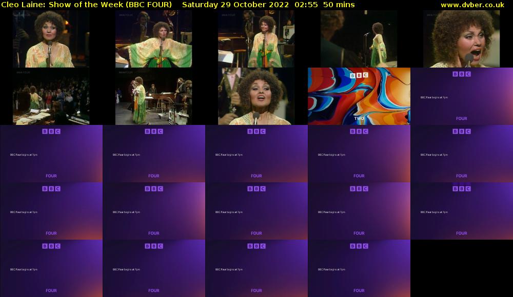Cleo Laine: Show of the Week (BBC FOUR) Saturday 29 October 2022 02:55 - 03:45