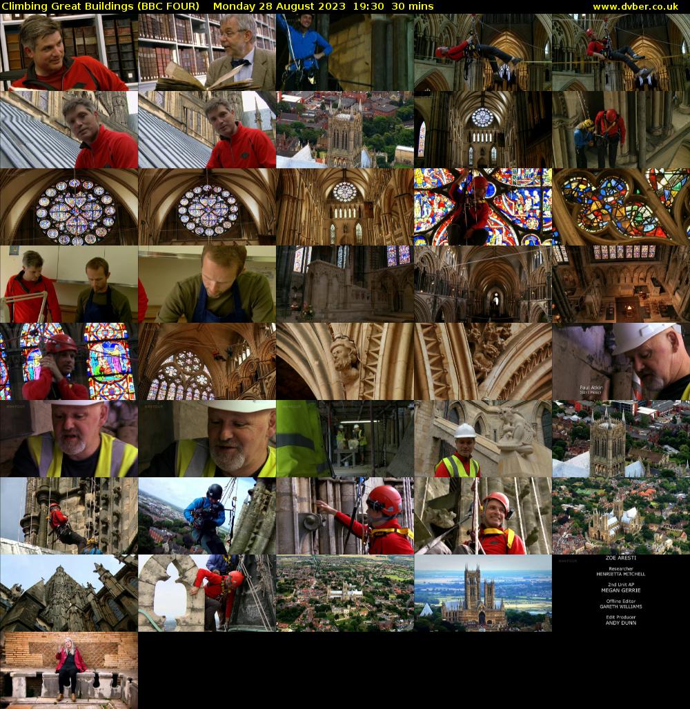 Climbing Great Buildings (BBC FOUR) Monday 28 August 2023 19:30 - 20:00