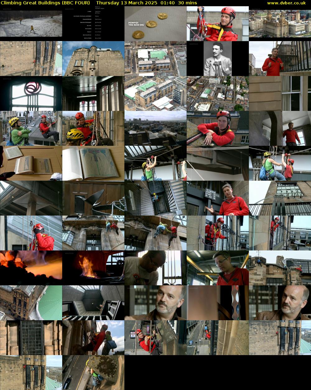 Climbing Great Buildings (BBC FOUR) Thursday 13 March 2025 01:40 - 02:10