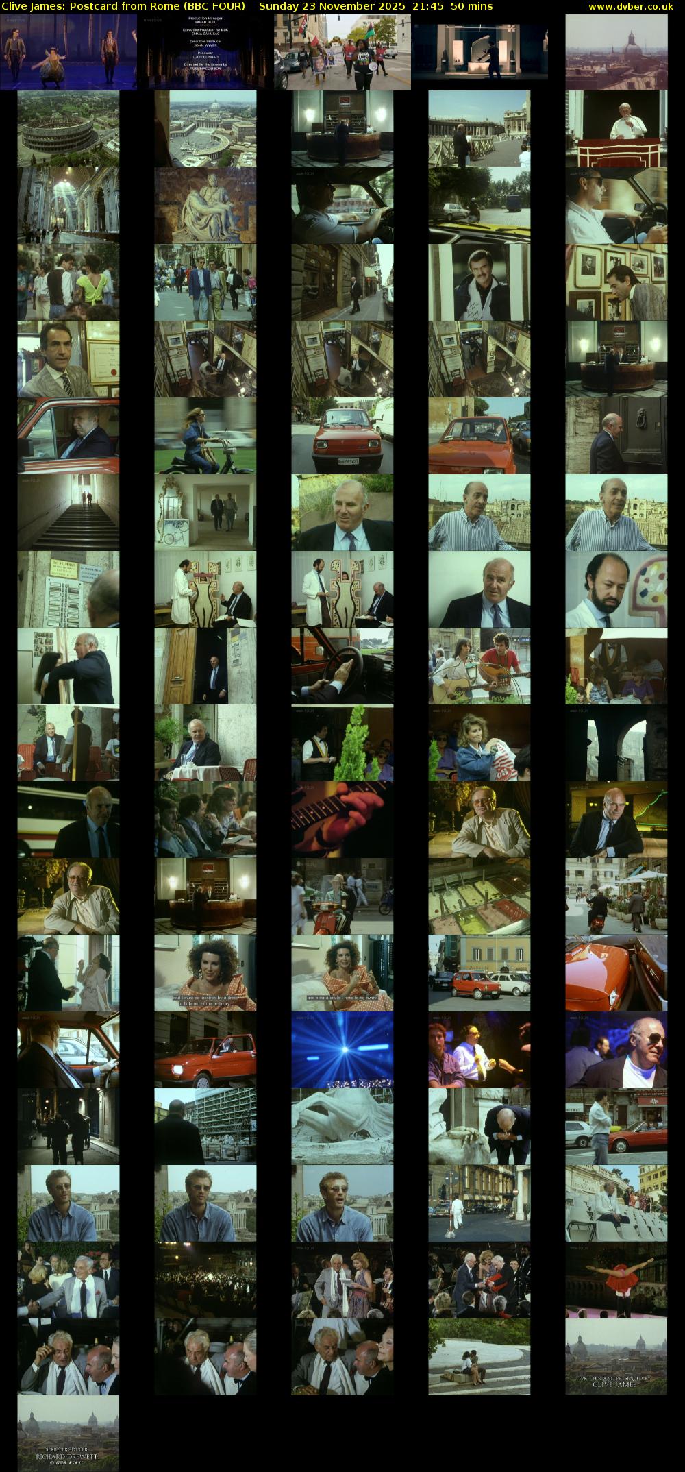 Clive James: Postcard from Rome (BBC FOUR) Sunday 23 November 2025 21:45 - 22:35