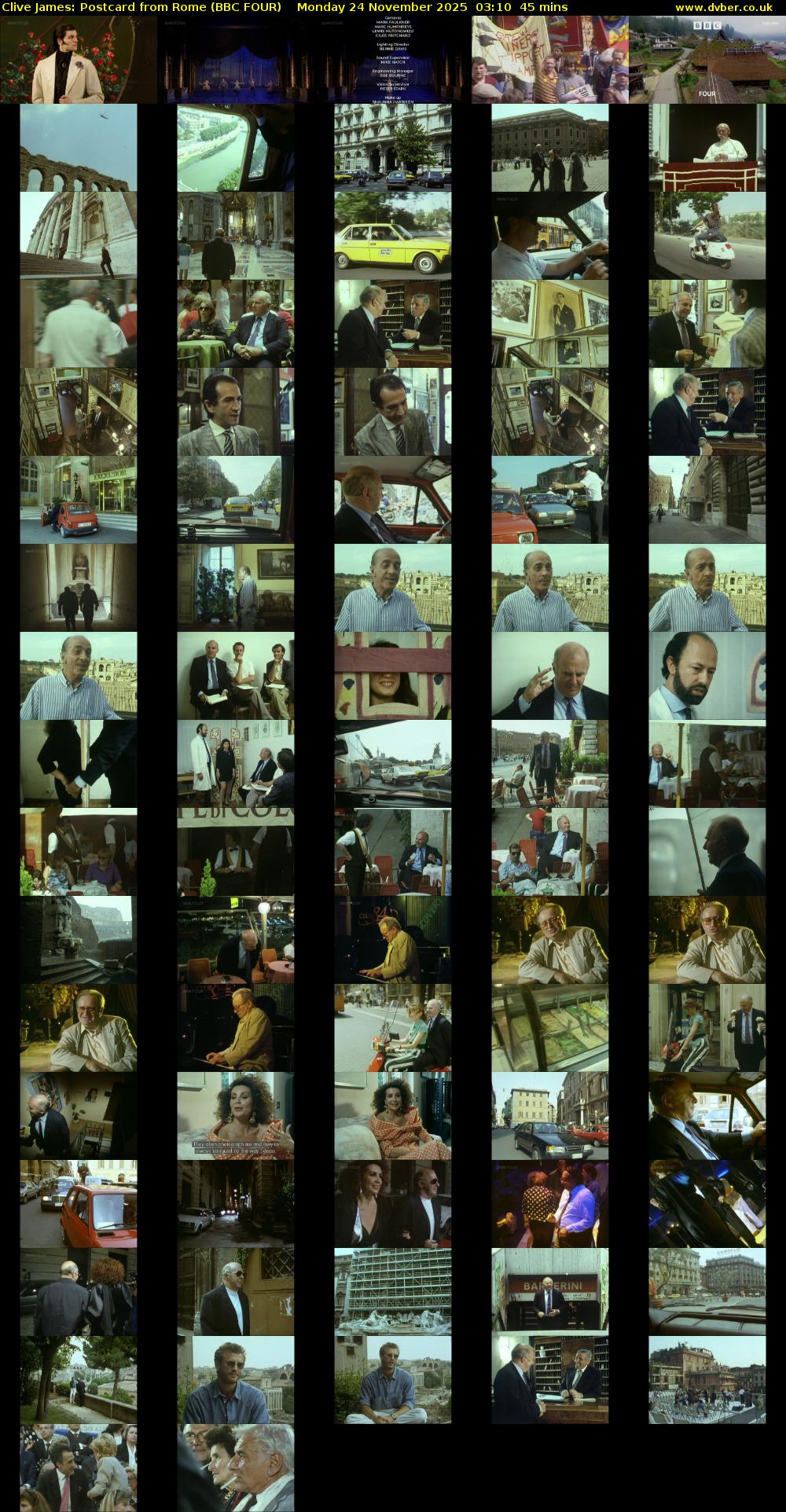 Clive James: Postcard from Rome (BBC FOUR) Monday 24 November 2025 03:10 - 03:55