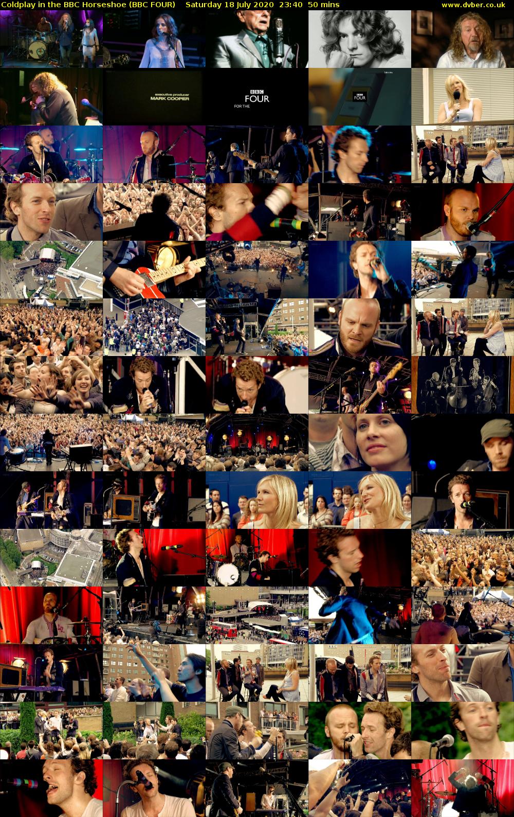 Coldplay in the BBC Horseshoe (BBC FOUR) Saturday 18 July 2020 23:40 - 00:30