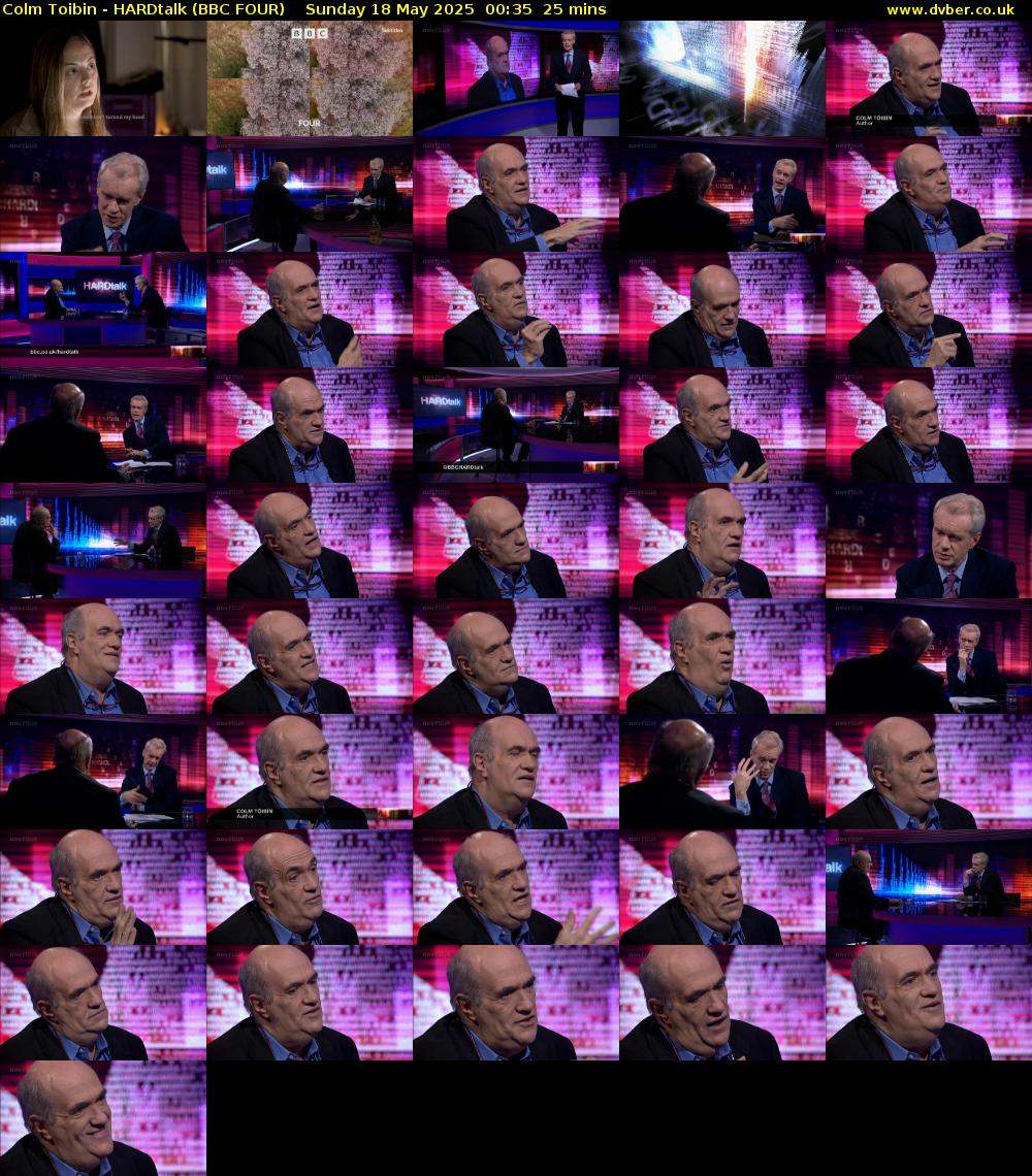 Colm Toibin - HARDtalk (BBC FOUR) Sunday 18 May 2025 00:35 - 01:00