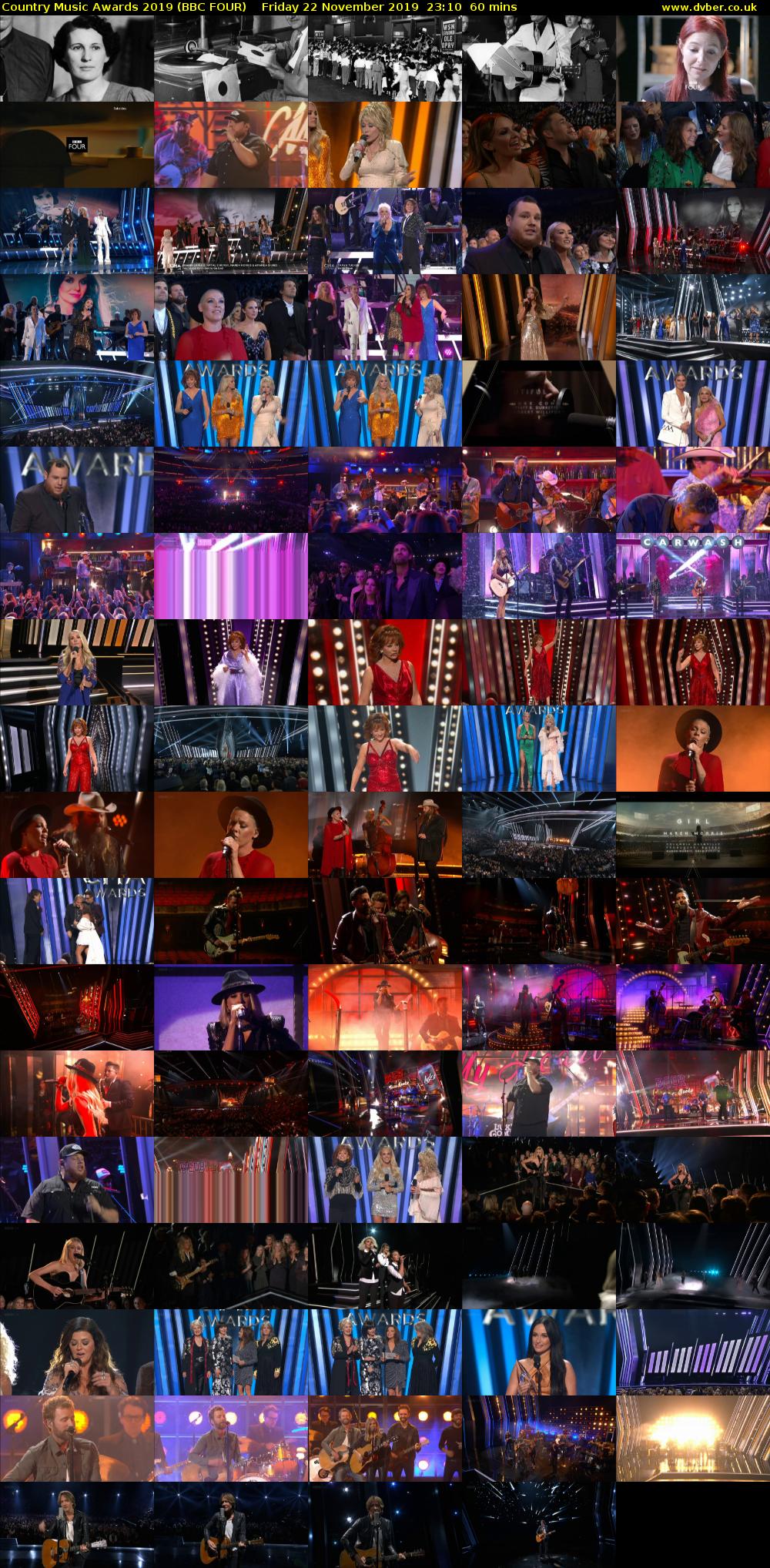 Country Music Awards 2019 (BBC FOUR) Friday 22 November 2019 23:10 - 00:10