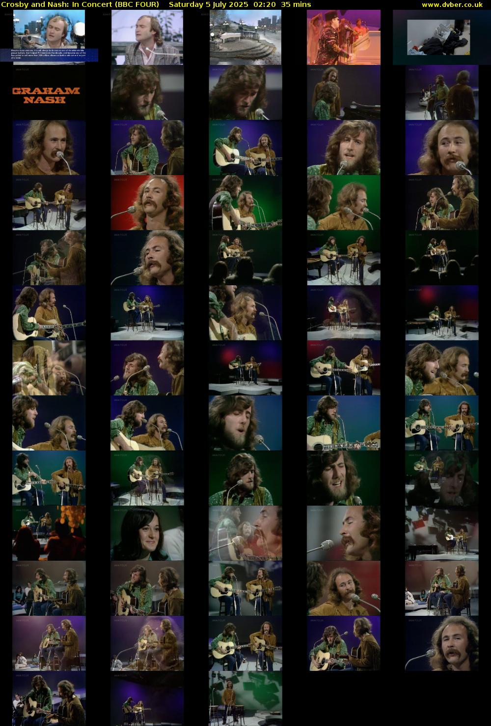 Crosby and Nash: In Concert (BBC FOUR) Saturday 5 July 2025 02:20 - 02:55