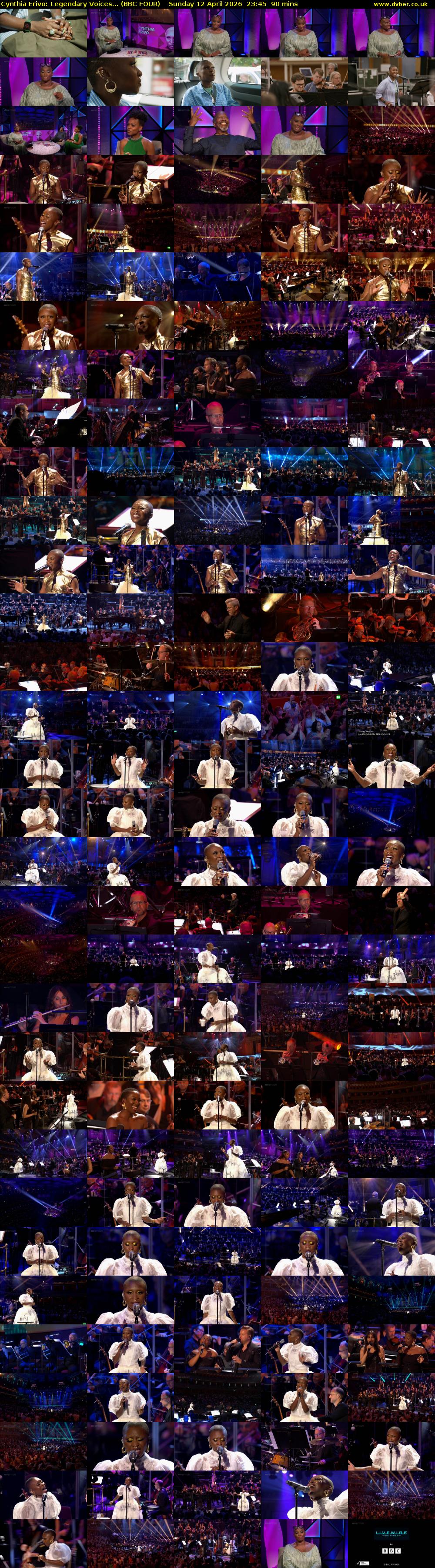 Cynthia Erivo: Legendary Voices... (BBC FOUR) Sunday 12 April 2026 23:45 - 01:15