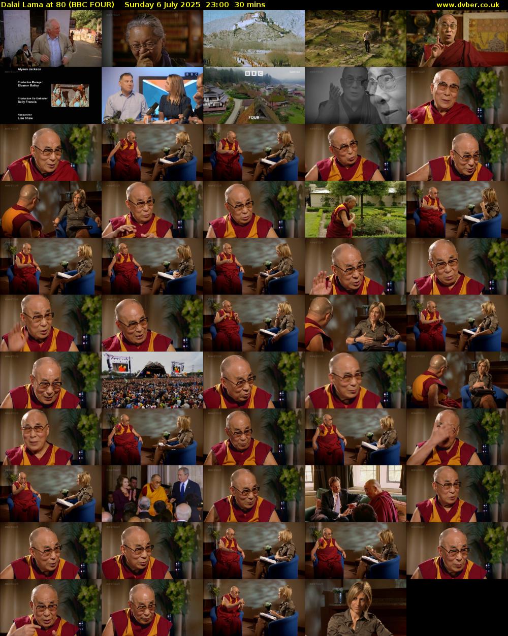 Dalai Lama at 80 (BBC FOUR) Sunday 6 July 2025 23:00 - 23:30
