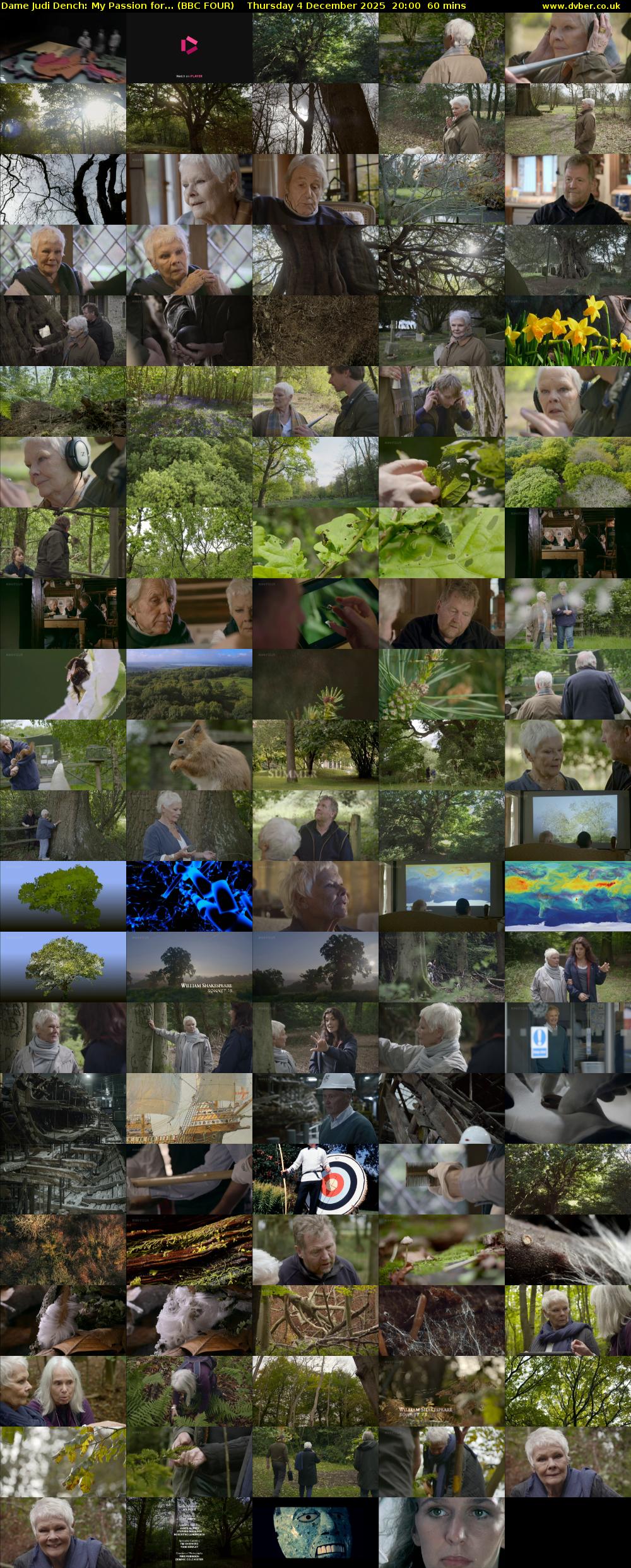 Dame Judi Dench: My Passion for... (BBC FOUR) Thursday 4 December 2025 20:00 - 21:00