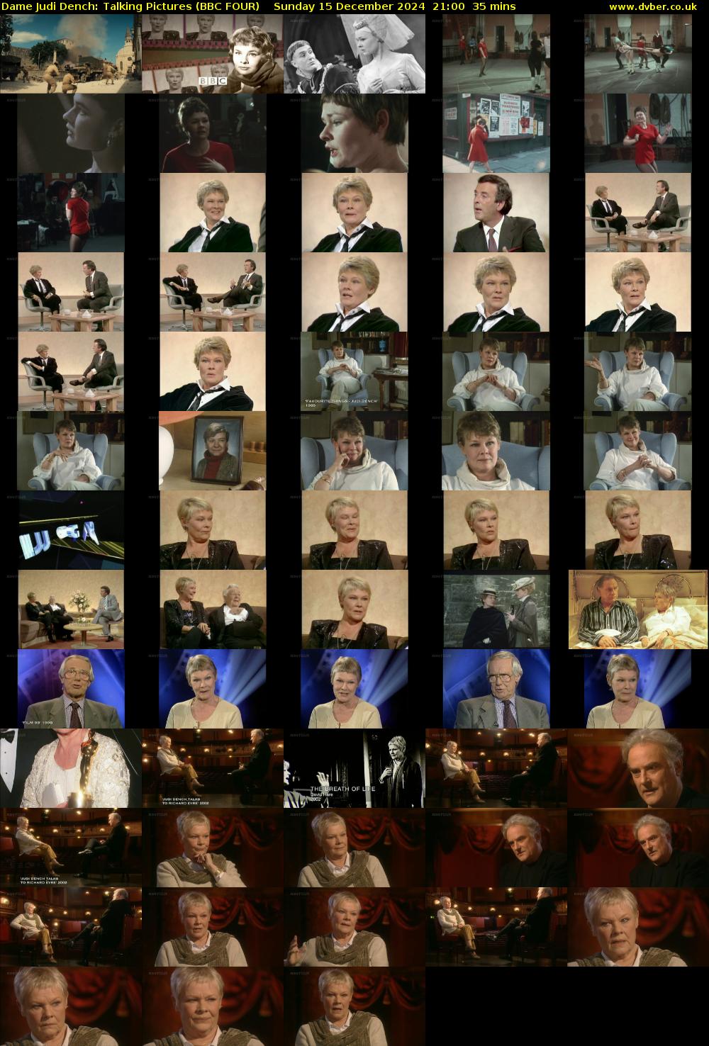 Dame Judi Dench: Talking Pictures (BBC FOUR) Sunday 15 December 2024 21:00 - 21:35
