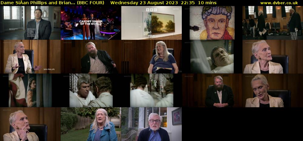 Dame SiÃan Phillips and Brian... (BBC FOUR) Wednesday 23 August 2023 22:35 - 22:45