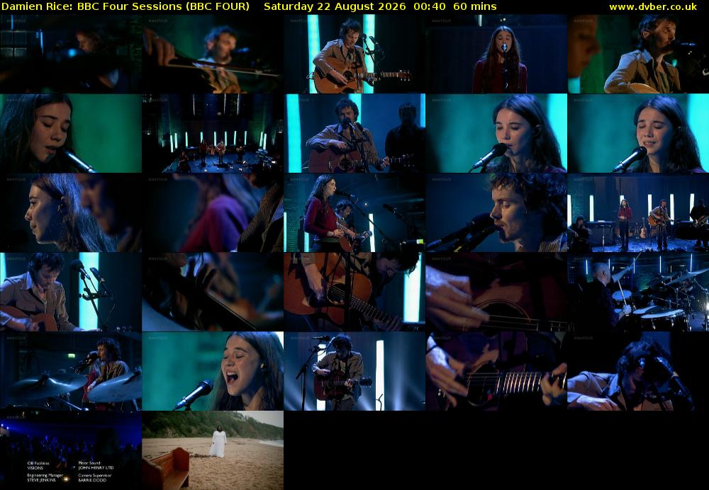 Damien Rice: BBC Four Sessions (BBC FOUR) Saturday 22 August 2026 00:40 - 01:40