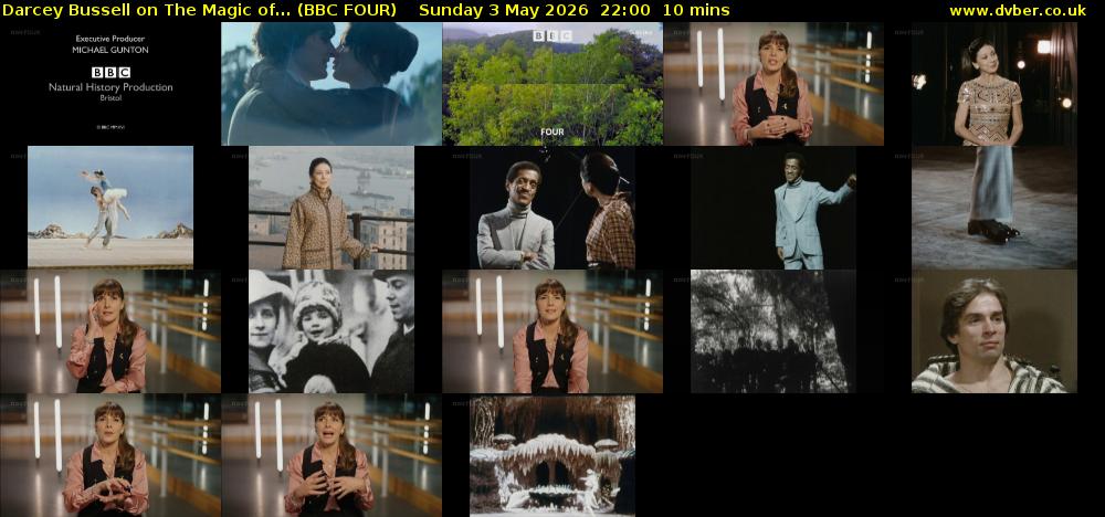 Darcey Bussell on The Magic of... (BBC FOUR) Sunday 3 May 2026 22:00 - 22:10
