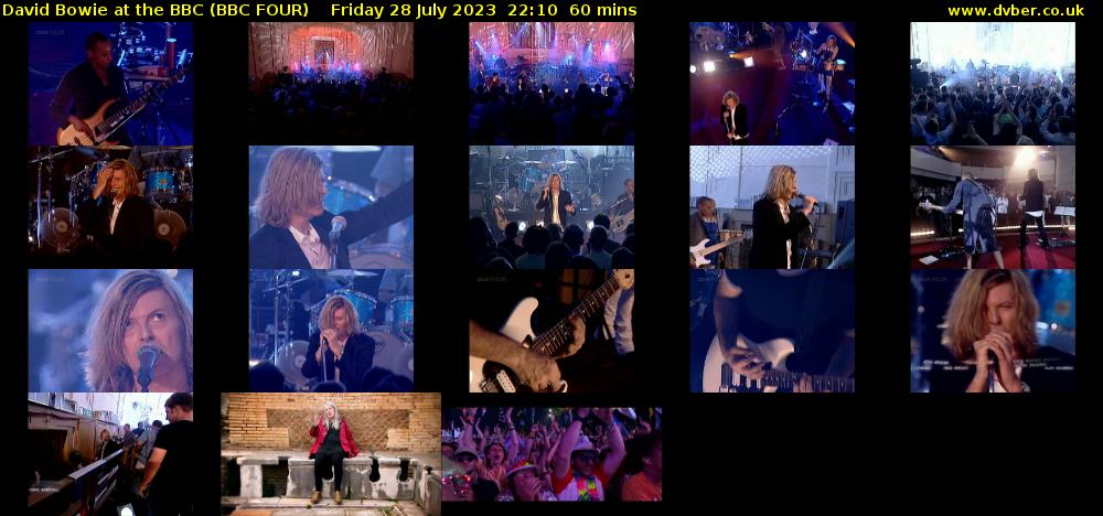 David Bowie at the BBC (BBC FOUR) Friday 28 July 2023 22:10 - 23:10