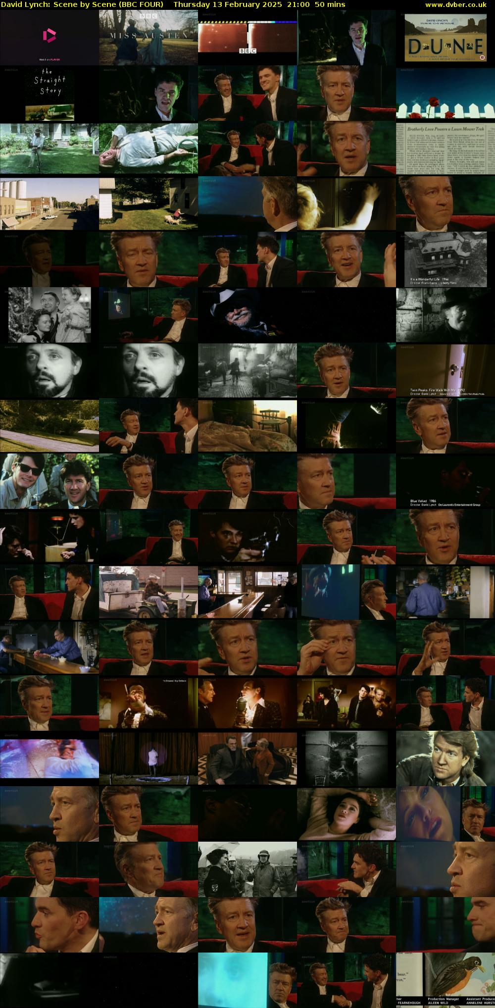 David Lynch: Scene by Scene (BBC FOUR) Thursday 13 February 2025 21:00 - 21:50
