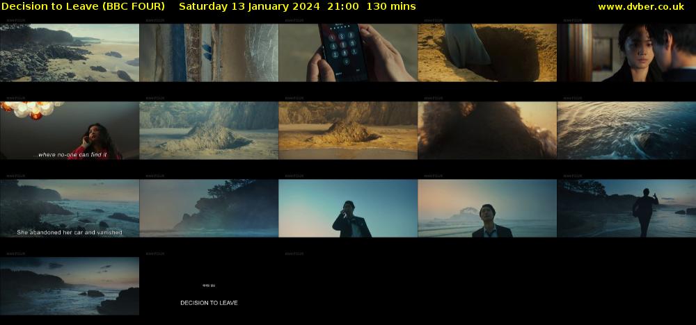 Decision to Leave (BBC FOUR) Saturday 13 January 2024 21:00 - 23:10