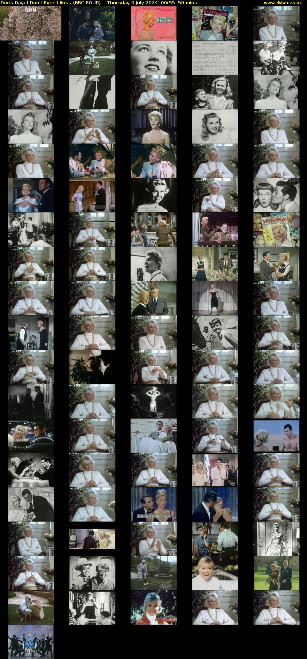 Doris Day: I Don't Even Like... (BBC FOUR) Thursday 4 July 2024 00:55 - 01:45