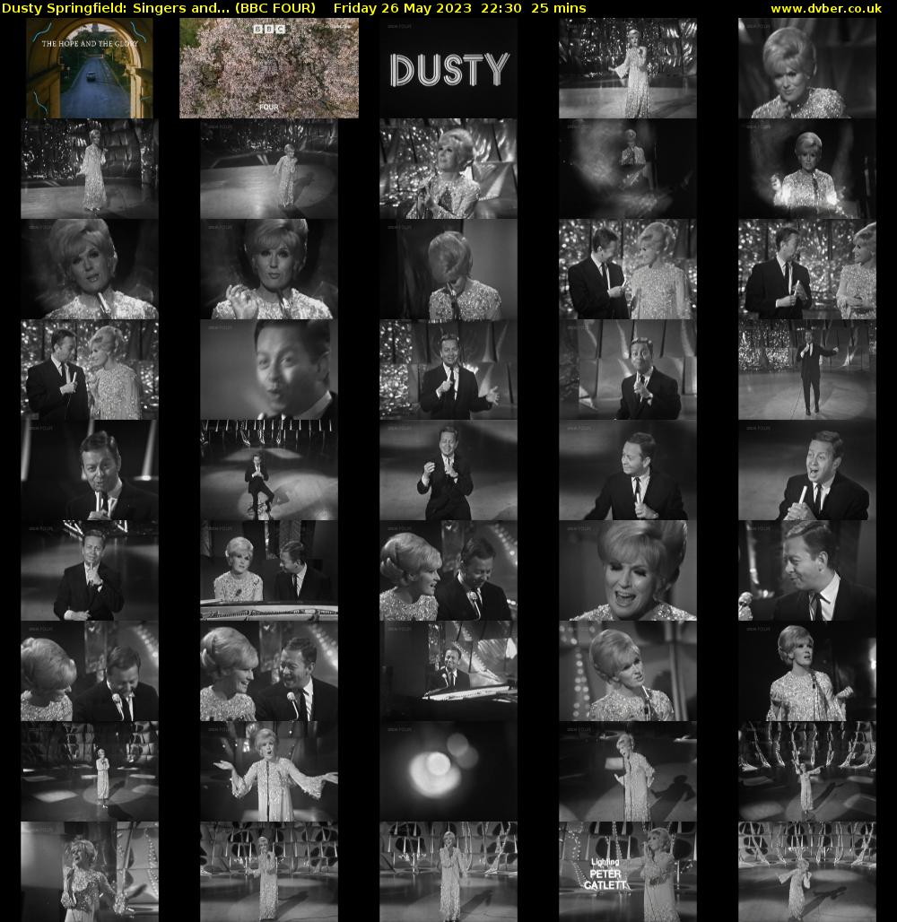 Dusty Springfield: Singers and... (BBC FOUR) Friday 26 May 2023 22:30 - 22:55