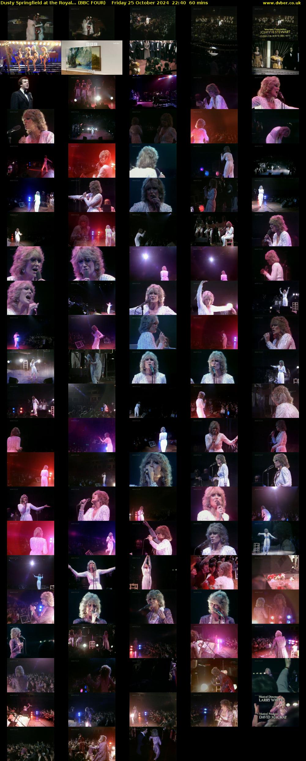 Dusty Springfield at the Royal... (BBC FOUR) Friday 25 October 2024 22:40 - 23:40