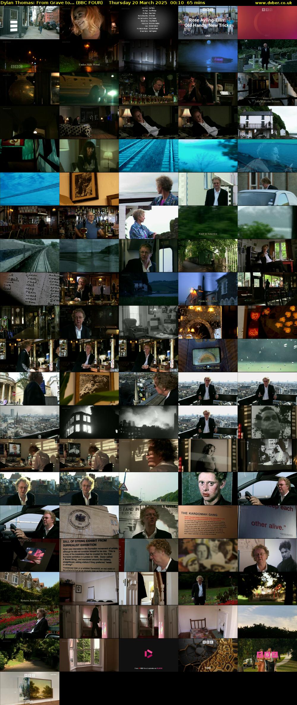 Dylan Thomas: From Grave to... (BBC FOUR) Thursday 20 March 2025 00:10 - 01:15