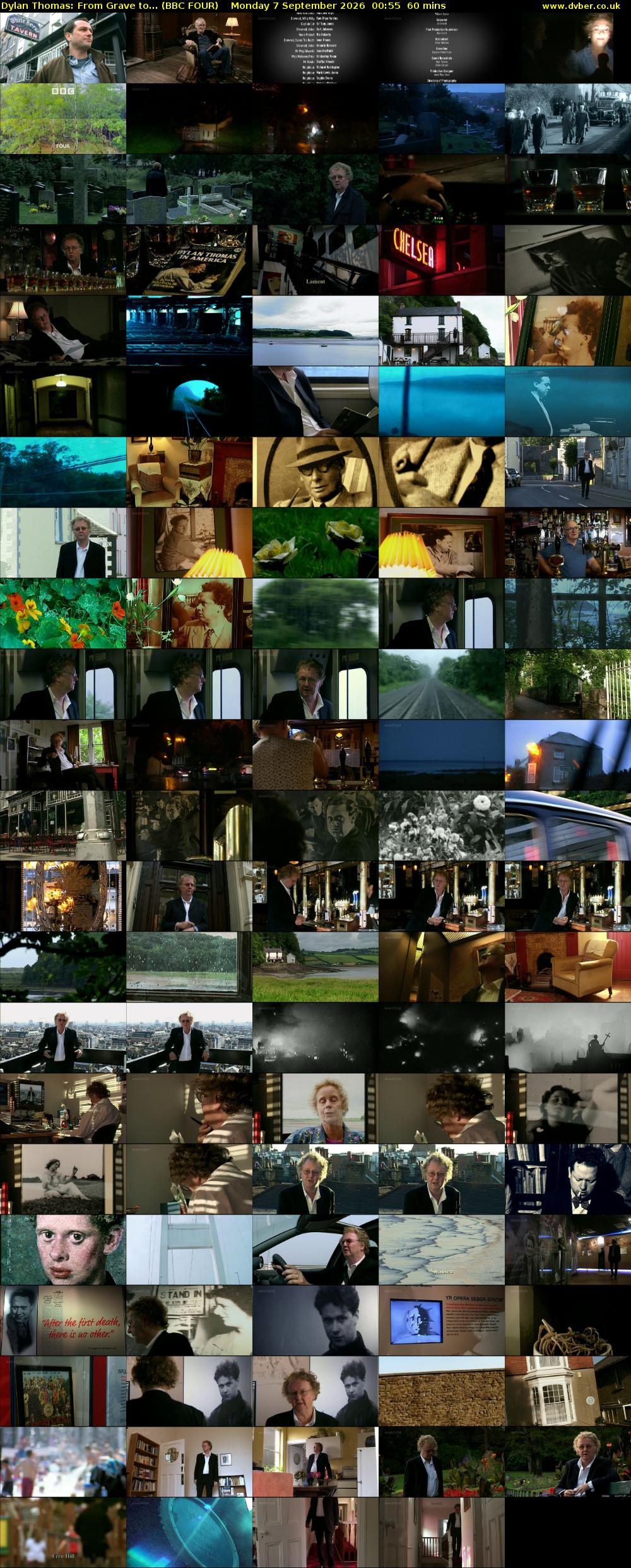 Dylan Thomas: From Grave to... (BBC FOUR) Monday 7 September 2026 00:55 - 01:55