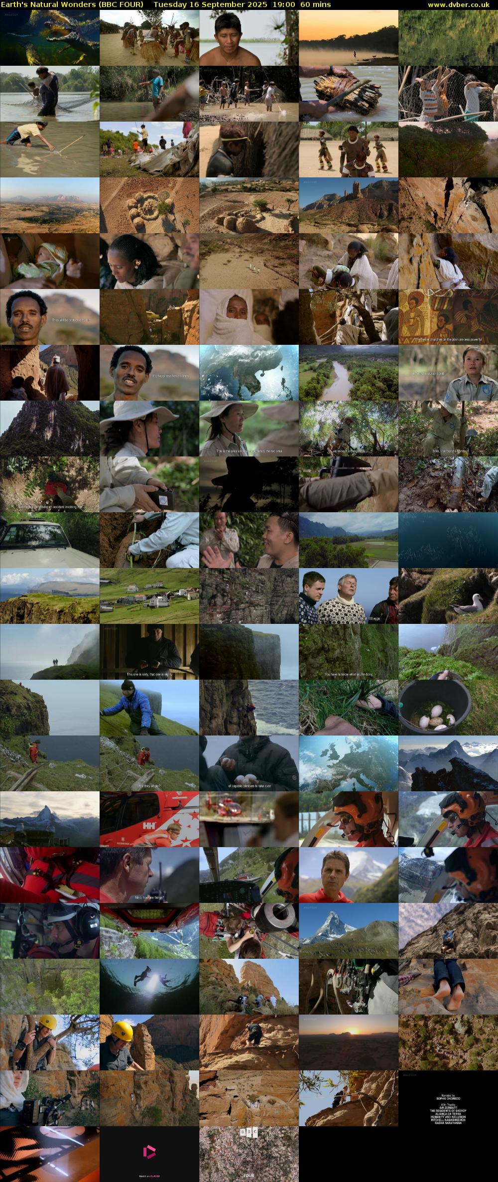 Earth's Natural Wonders (BBC FOUR) Tuesday 16 September 2025 19:00 - 20:00