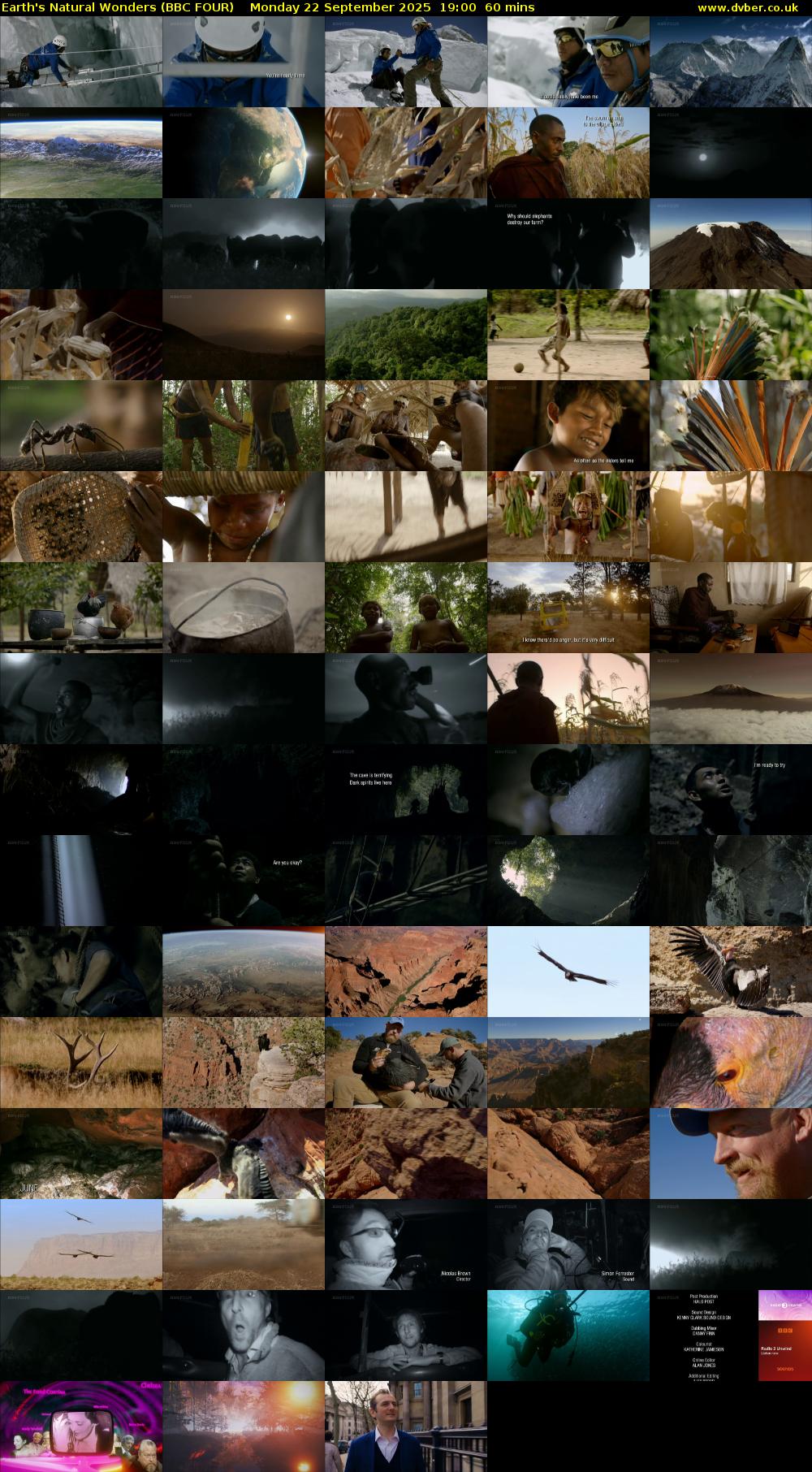 Earth's Natural Wonders (BBC FOUR) Monday 22 September 2025 19:00 - 20:00