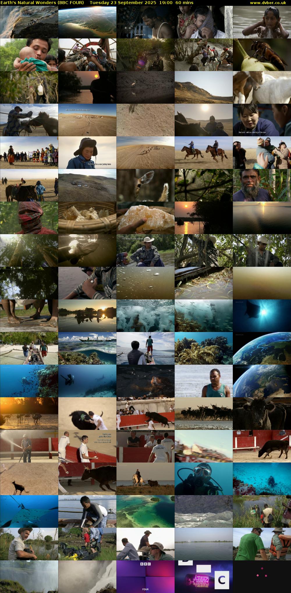 Earth's Natural Wonders (BBC FOUR) Tuesday 23 September 2025 19:00 - 20:00