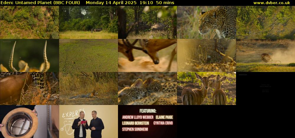 Eden: Untamed Planet (BBC FOUR) Monday 14 April 2025 19:10 - 20:00