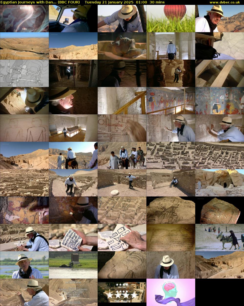 Egyptian Journeys with Dan... (BBC FOUR) Tuesday 21 January 2025 01:00 - 01:30