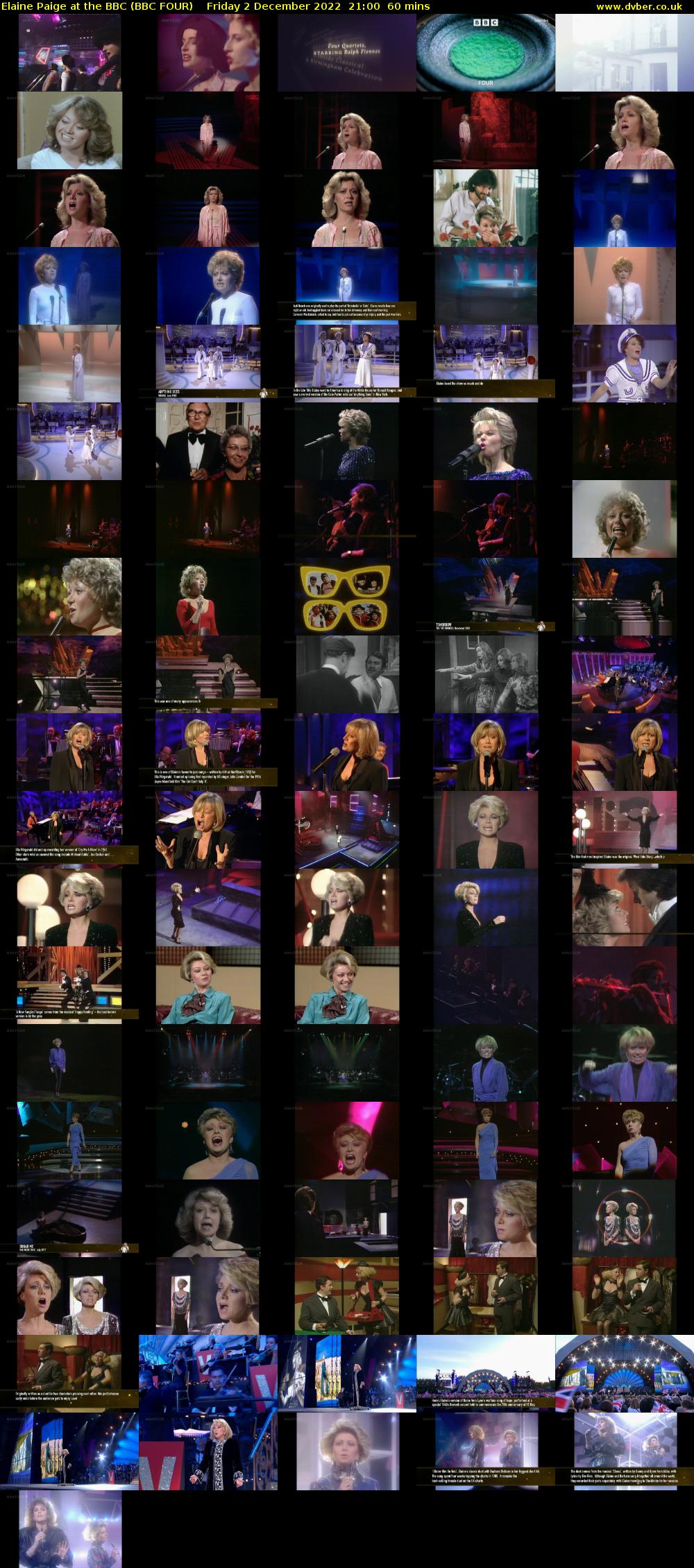 Elaine Paige at the BBC (BBC FOUR) Friday 2 December 2022 21:00 - 22:00