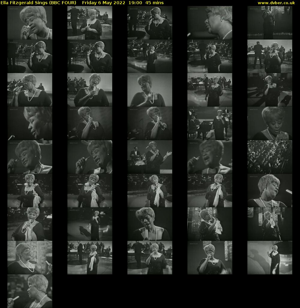 Ella Fitzgerald Sings (BBC FOUR) Friday 6 May 2022 19:00 - 19:45