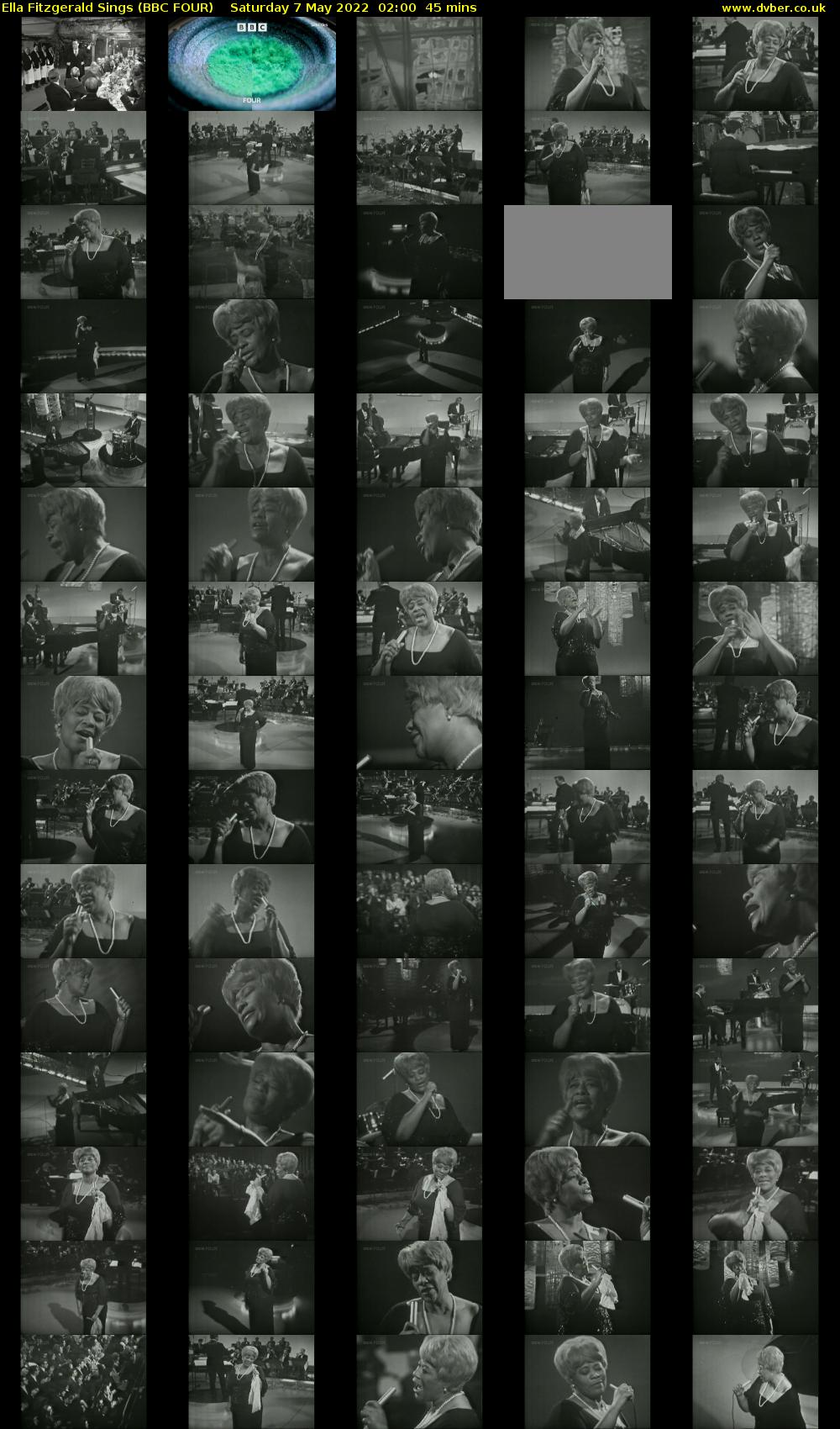 Ella Fitzgerald Sings (BBC FOUR) Saturday 7 May 2022 02:00 - 02:45