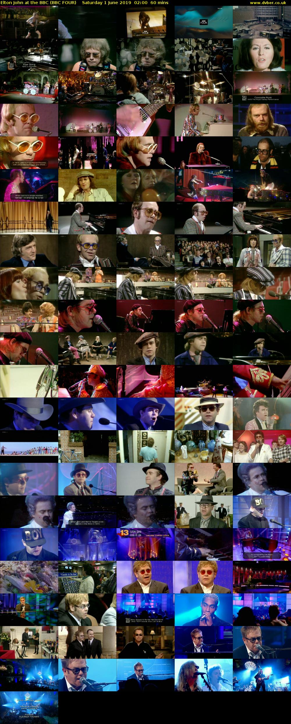 Elton John at the BBC (BBC FOUR) Saturday 1 June 2019 02:00 - 03:00