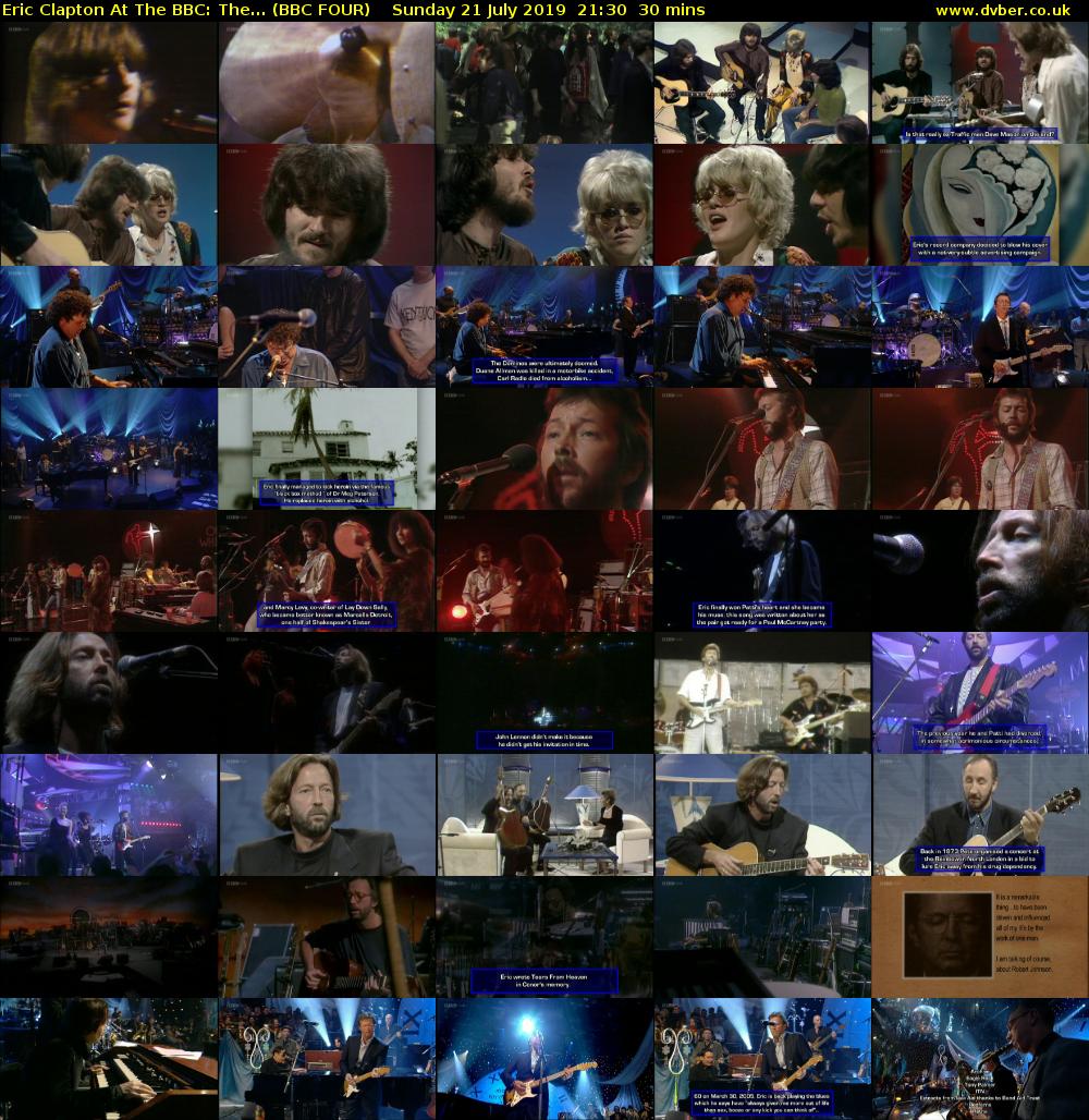 Eric Clapton at the BBC: The... (BBC FOUR) Sunday 21 July 2019 21:30 - 22:00