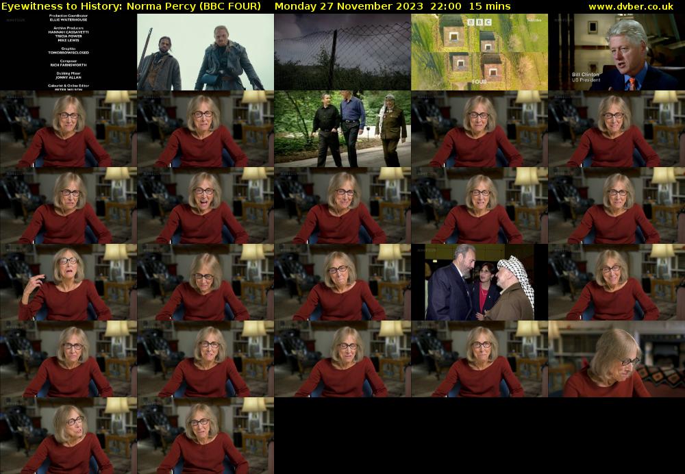 Eyewitness to History: Norma Percy (BBC FOUR) Monday 27 November 2023 22:00 - 22:15