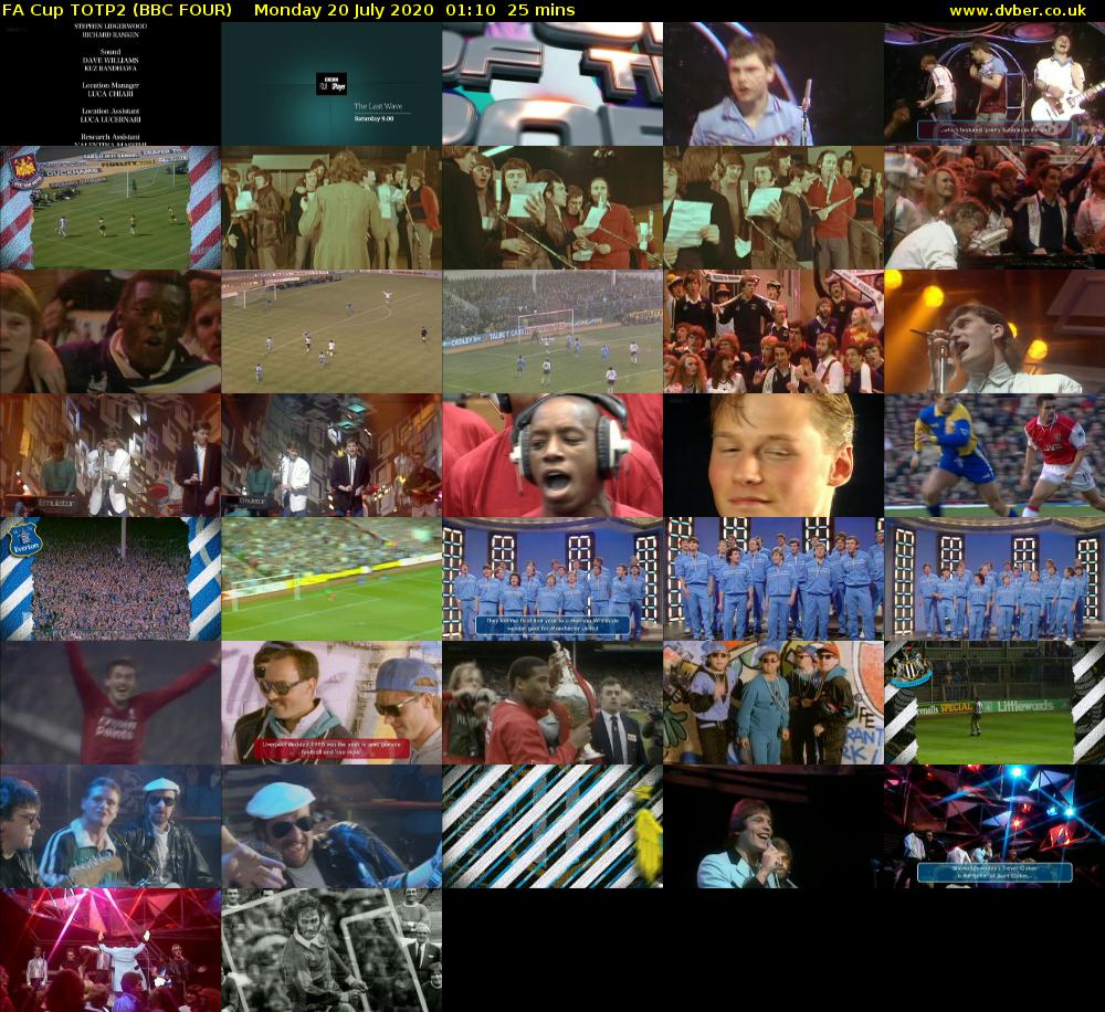 FA Cup TOTP2 (BBC FOUR) Monday 20 July 2020 01:10 - 01:35