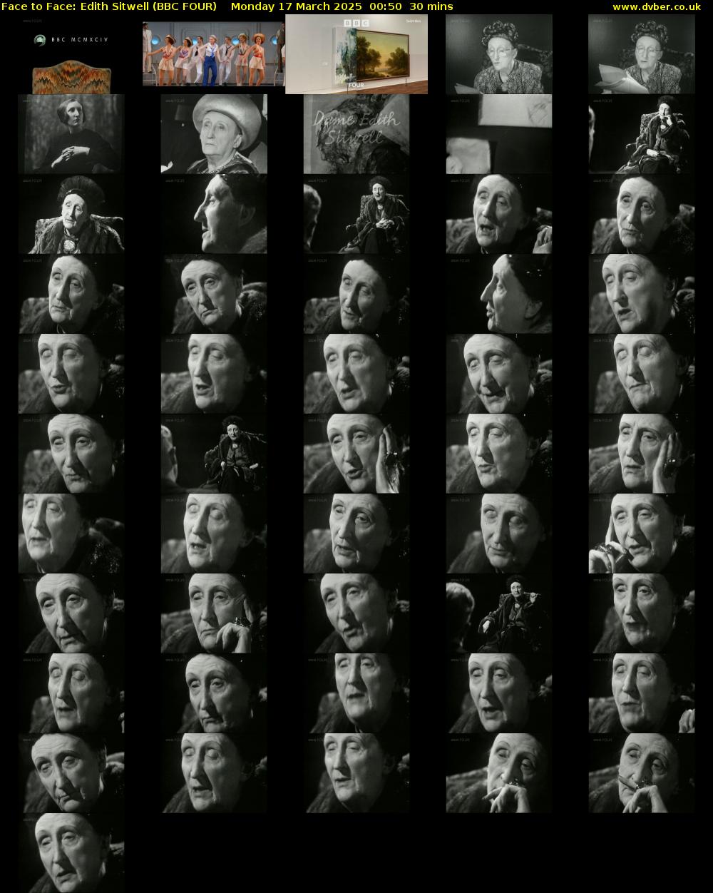 Face to Face: Edith Sitwell (BBC FOUR) Monday 17 March 2025 00:50 - 01:20