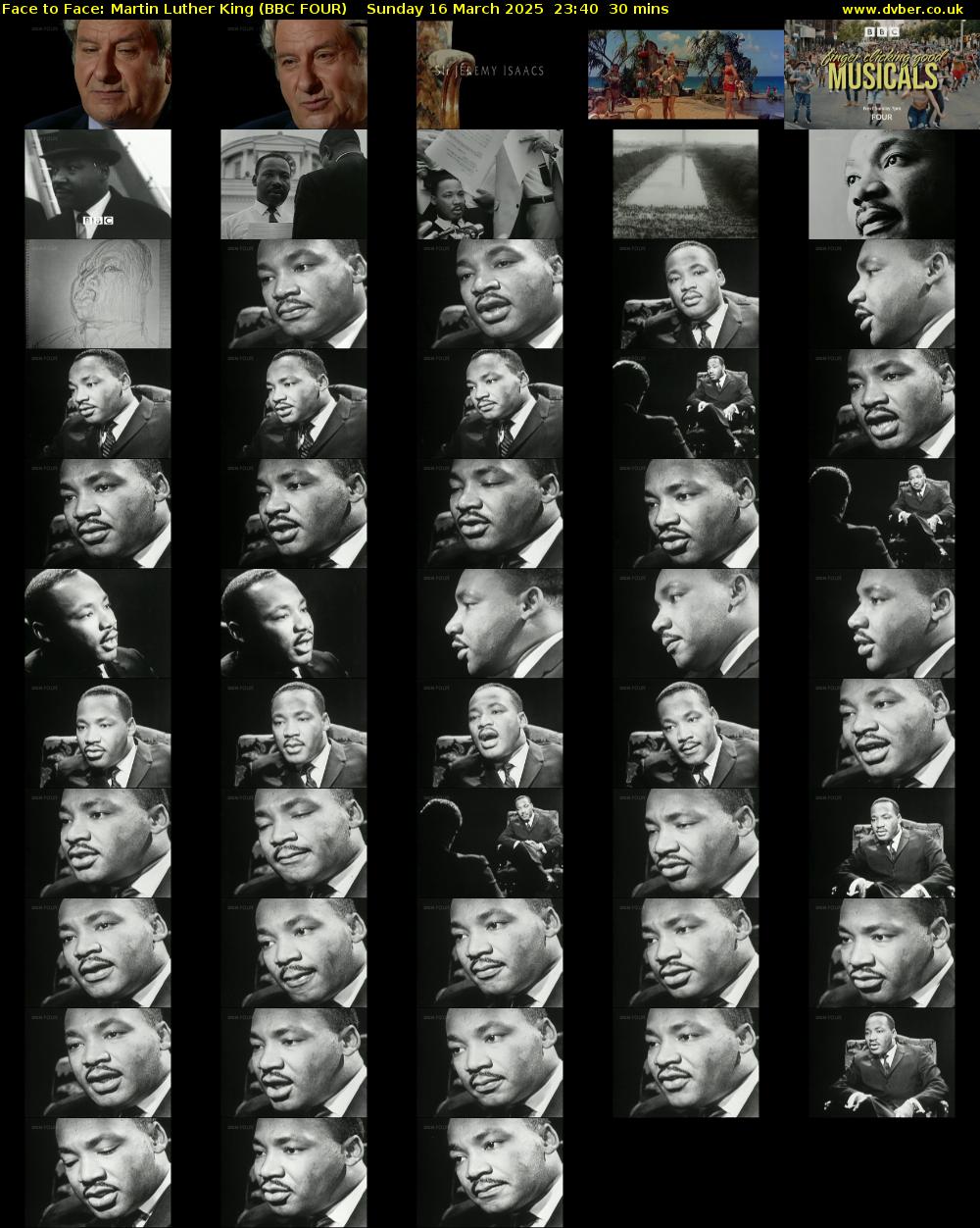 Face to Face: Martin Luther King (BBC FOUR) Sunday 16 March 2025 23:40 - 00:10