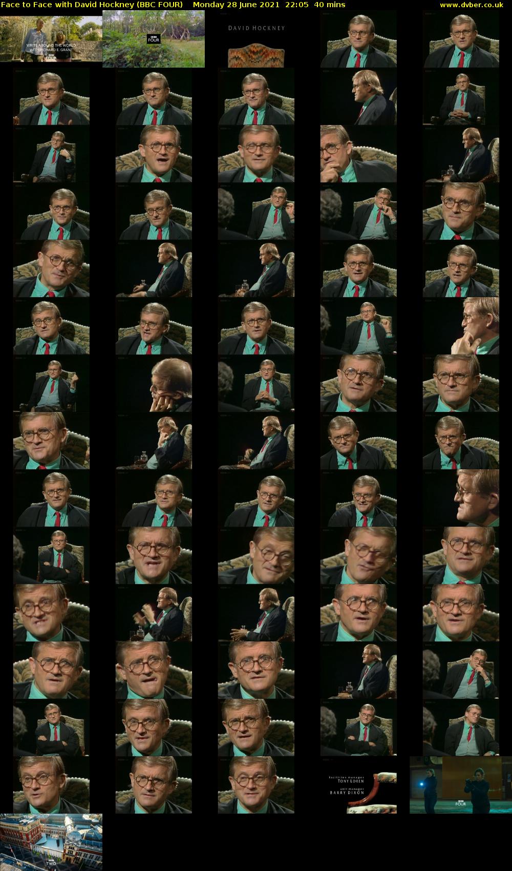 Face to Face with David Hockney (BBC FOUR) Monday 28 June 2021 22:05 - 22:45