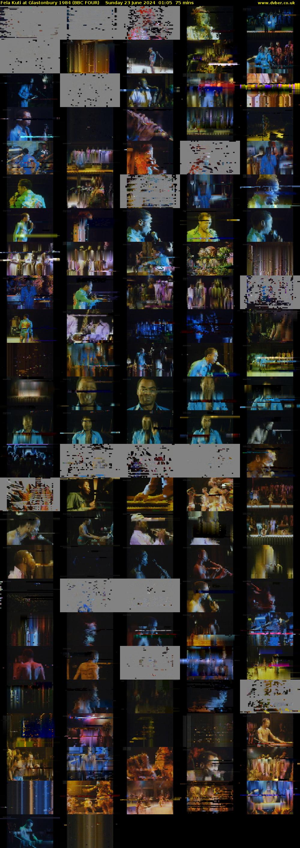 Fela Kuti at Glastonbury 1984 (BBC FOUR) Sunday 23 June 2024 01:05 - 02:20