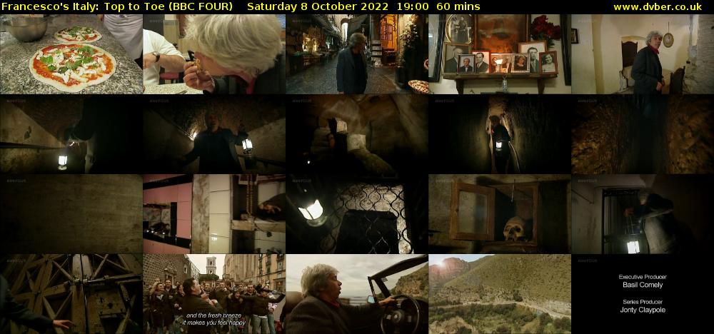 Francesco's Italy: Top to Toe (BBC FOUR) Saturday 8 October 2022 19:00 - 20:00