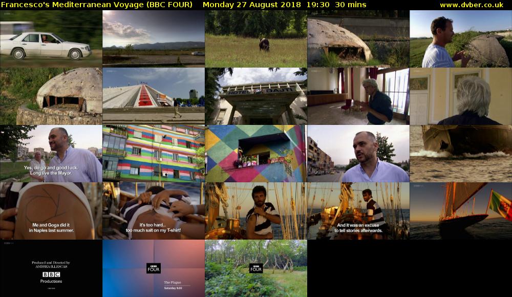 Francesco's Mediterranean Voyage (BBC FOUR) Monday 27 August 2018 19:30 - 20:00