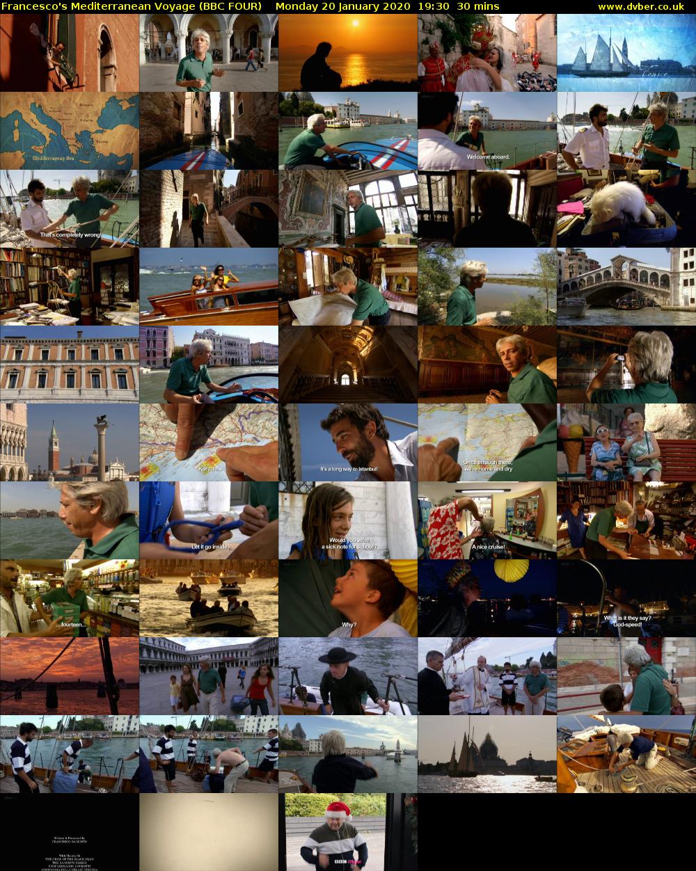 Francesco's Mediterranean Voyage (BBC FOUR) Monday 20 January 2020 19:30 - 20:00