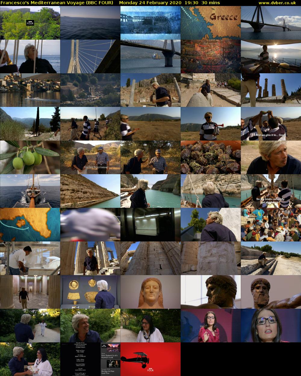 Francesco's Mediterranean Voyage (BBC FOUR) Monday 24 February 2020 19:30 - 20:00