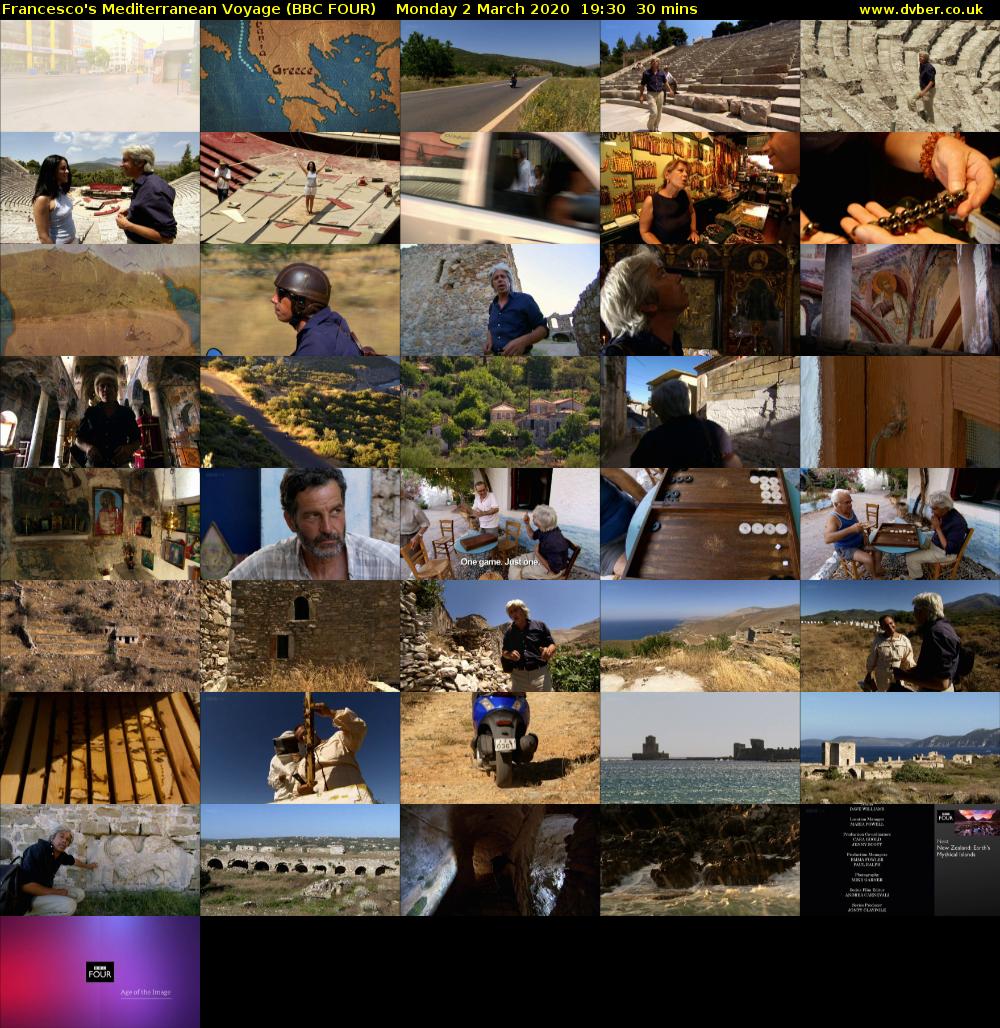 Francesco's Mediterranean Voyage (BBC FOUR) Monday 2 March 2020 19:30 - 20:00