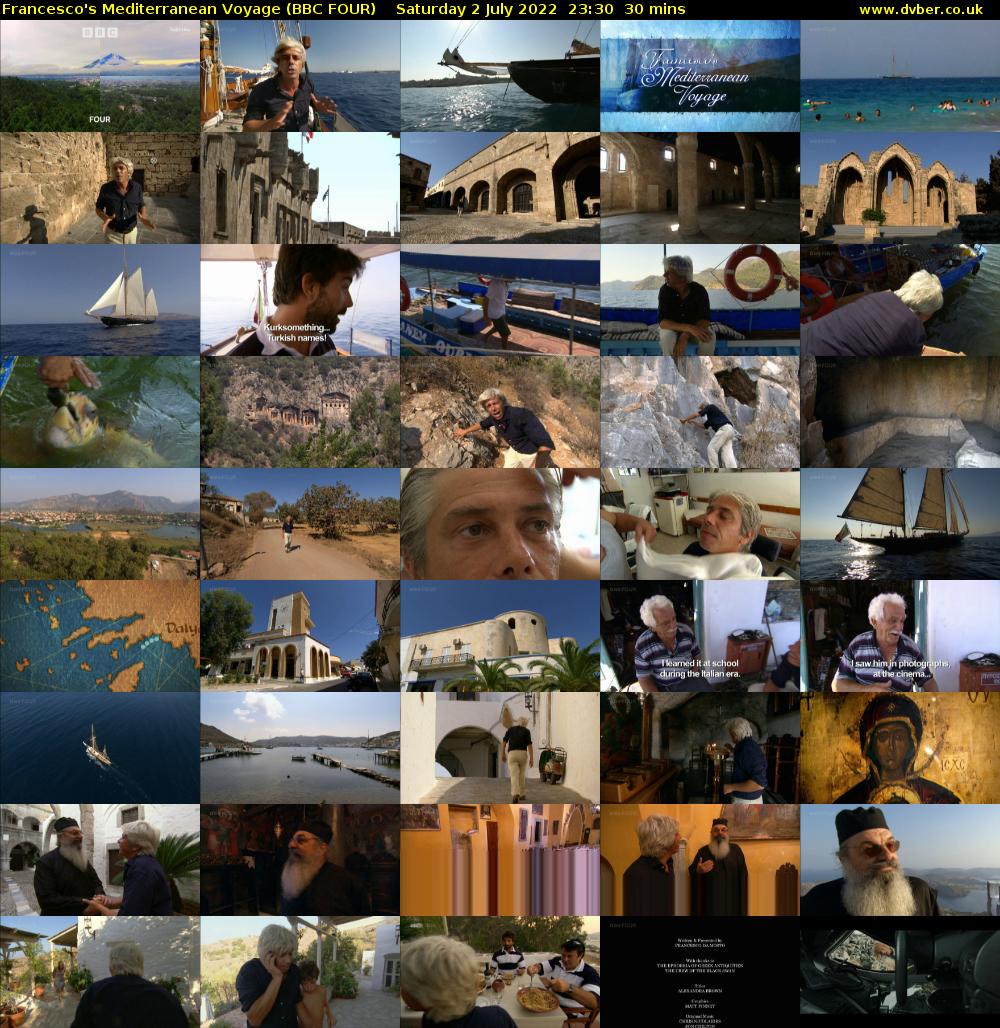 Francesco's Mediterranean Voyage (BBC FOUR) Saturday 2 July 2022 23:30 - 00:00