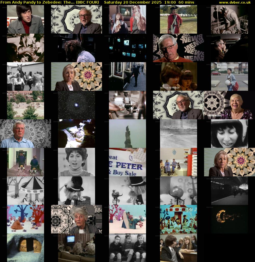 From Andy Pandy to Zebedee: The... (BBC FOUR) Saturday 20 December 2025 19:00 - 20:00