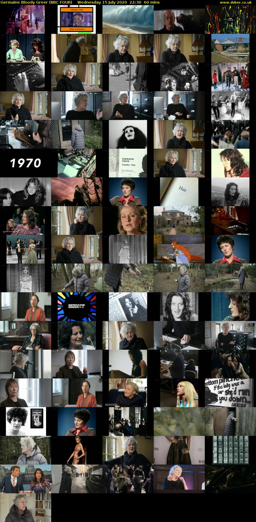 Germaine Bloody Greer (BBC FOUR) Wednesday 15 July 2020 22:30 - 23:30