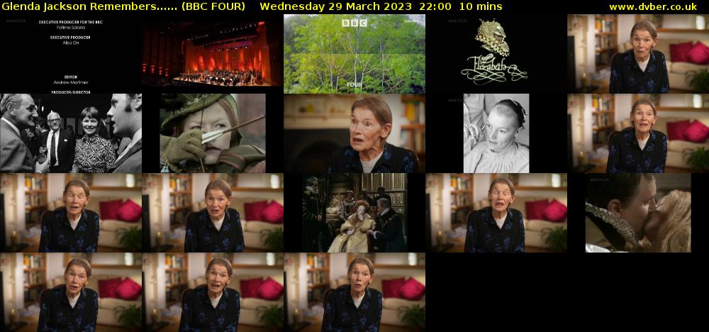 Glenda Jackson Remembers...... (BBC FOUR) Wednesday 29 March 2023 22:00 - 22:10